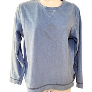 OSCAR DE LA RENTA Top Blue Long Sleeve Cottagecore Y2K Velour Womens Size Small